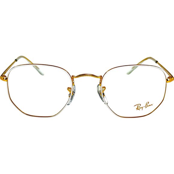 Ray Ban RB6448 Unisex Metal Eyeglass Frame 3104 White On Legend Gold 48-21 - Picture 3 of 5